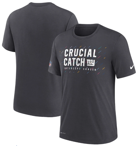 Men's New York Giants Charcoal 2021 Crucial Catch Performance T-Shirt Men's New York Giants Charcoal 2021 Crucial Catch Performance T-Shirt